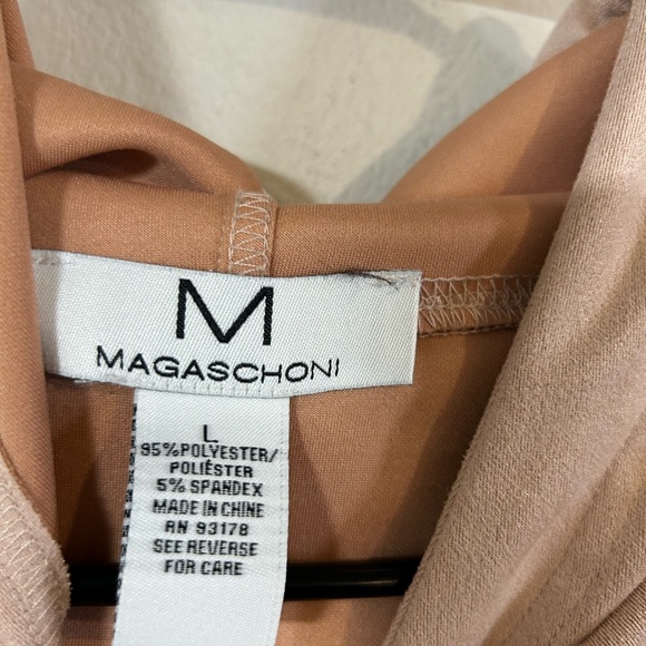 Magaschoni Hoodie Sweater Pastel Pink Solid Pullover Faux Suede Cropped Large - Picture 4 of 4